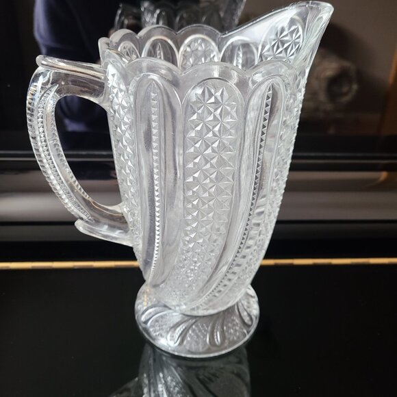 Antique clear glass pitcher EAPG Victorian Mckee Bros Doric swirl pattern. - Picture 5 of 8